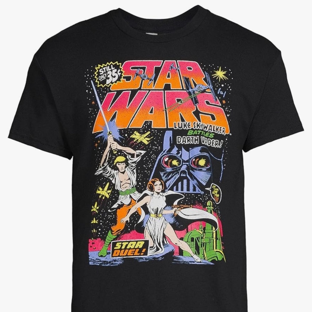 Mad Engine Star Wars Mens' Star Duel Luke and Leia Comic Book T-Shirt Size Large
